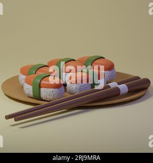 3d le rendu des sushis icône de la restauration rapide Banque D'Images