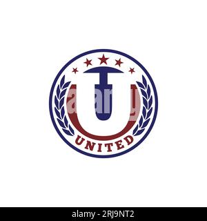 Lettre U concept Seal, logo United ou Unity Illustration de Vecteur