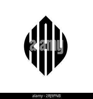 Conception de logo de lettre cercle KAV avec forme de cercle et d'ellipse. Lettres elliptiques KAV avec style typographique. Les trois initiales forment un logo circulaire. KAV ci Illustration de Vecteur
