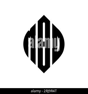 Logo de lettre circulaire MBO avec forme de cercle et d'ellipse. Lettres elliptiques MBO avec style typographique. Les trois initiales forment un logo circulaire. Ci MBO Illustration de Vecteur