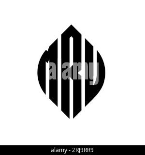Logo de lettre cercle MRU avec forme de cercle et d'ellipse. Lettres elliptiques MRU avec style typographique. Les trois initiales forment un logo circulaire. Ci MRU Illustration de Vecteur