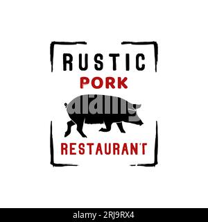 Pork Pig Cattle Farm Flyer Ranch logo inspiration Illustration de Vecteur