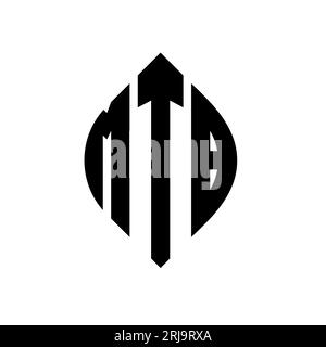 Logo de lettre cercle MTB avec forme de cercle et d'ellipse. Lettres elliptiques MTB avec style typographique. Les trois initiales forment un logo circulaire. Ci MTB Illustration de Vecteur