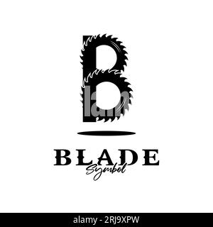Initial B Grinder Blade pour la conception du logo du travail du bois ou de la menuiserie Illustration de Vecteur