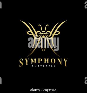 logo de musique symphonique clef butterfly Illustration de Vecteur