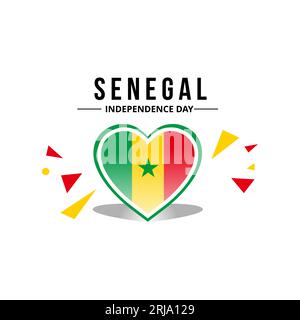 drapeau du sénégal au milieu d'un ornement de coeur avec couleur originale Illustration de Vecteur