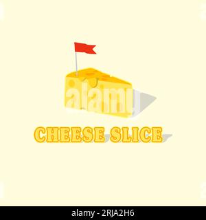 Conception de logo Cheese Slice avec drapeau Illustration de Vecteur