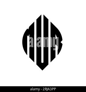 Logo de lettre cercle MUR avec forme de cercle et d'ellipse. MUR lettres elliptiques avec style typographique. Les trois initiales forment un logo circulaire. MUR ci Illustration de Vecteur