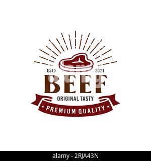 Steak Beef logo Emblem, inspiration de la conception de bœuf de restaurant Illustration de Vecteur