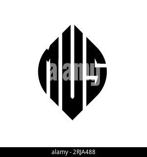 Logo MVS en forme de cercle et d'ellipse. Lettres elliptiques MVS avec style typographique. Les trois initiales forment un logo circulaire. Ci MVS Illustration de Vecteur