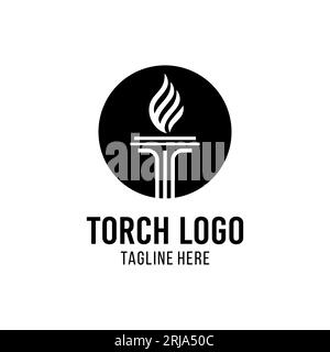 Logo Torch inspiration avec icône de loi et bouclier Illustration de Vecteur