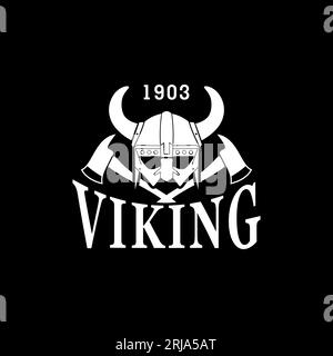 Illustration de casque Viking vintage avec axe croisé Vector Design inspiration Illustration de Vecteur