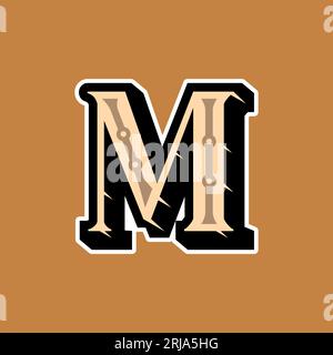 Logo lettre M de style médiéval Illustration de Vecteur