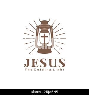 Jesus Christ Cross Lantern Illuminati Christian Church logo inspiration Illustration de Vecteur