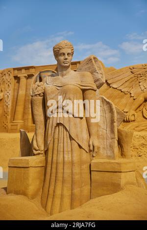 Sondervig, Danemark, 21 mai,2023: Festival international de sculpture sur sable Banque D'Images