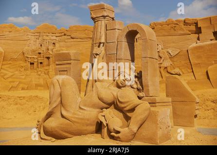 Sondervig, Danemark, 21 mai,2023: Festival international de sculpture sur sable Banque D'Images