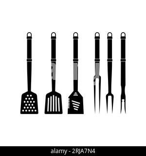 Spatule et fourchette pour barbecue Grill, logo barbecue Illustration de Vecteur