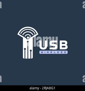 Logo USB et signal sans fil pour modem WiFi Illustration de Vecteur