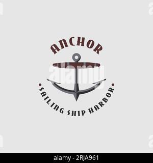 Logo d'ancre vintage pour inspiration de conception nautique de Sailing Ship Harbour Illustration de Vecteur