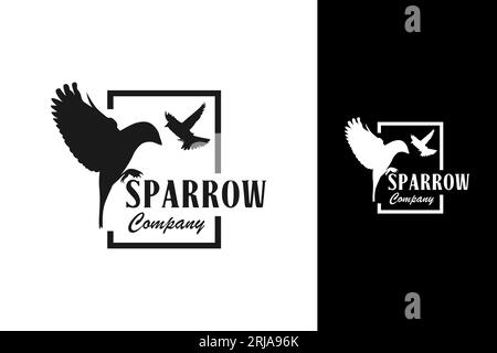 Logo Sparrow dans l'emblème carré de l'inspiration de la conception de l'écusson Illustration de Vecteur