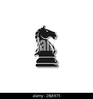 Horses Knight Chess Black Illustration logo Design Illustration de Vecteur