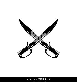 Croix épée Blade Machete logo inspiration Illustration de Vecteur