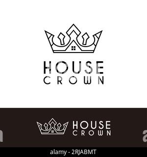 King Queen Crown House Real Estate Premium Apartment Building Luxury logo design élégant Illustration de Vecteur