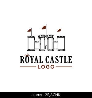 Inspiration minimaliste du logo d'art Castle Line Illustration de Vecteur