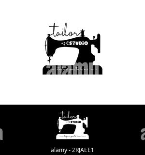 Ancien logo de machine à coudre pour Tailors Illustration de Vecteur