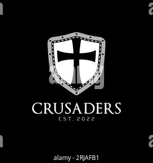 Templar Shield Crusaders avec logo Christian Cross Illustration de Vecteur