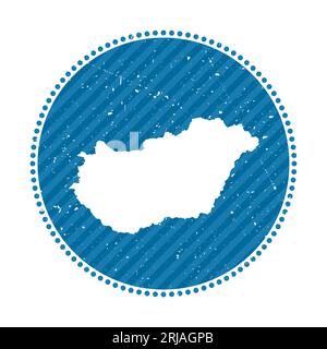 Autocollant de voyage rétro rayé Hongrie. Badge avec carte du pays, illustration vectorielle. Illustration de Vecteur
