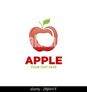 Fruit frais de pomme, inspiration de conception de logo Red Apple Slice Illustration de Vecteur