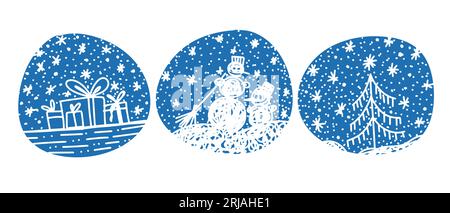 Collection d'éléments graphiques abstraits de Noël. Illustration vectorielle. style dessin animé plat Illustration de Vecteur