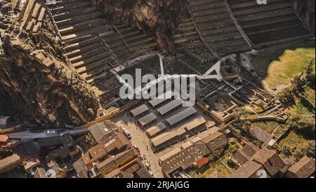 Ollantaytambo, Pérou, ruines incas et site archéologique dans la Vallée Sacrée. Montagnes des Andes du Pérou, Amérique du Sud Banque D'Images