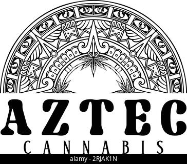 Aztec Half mandala ornemental feuilles de cannabis illustrations silhouette illustrations vectorielles pour votre logo de travail, t-shirt de marchandises, autocollants et labe Illustration de Vecteur