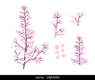 Fleurs roses sur un objet brindille. Illustration vectorielle Illustration de Vecteur