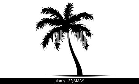 Palmiers tropicaux, silhouettes noires et contours sur fond blanc. Vecteur Illustration de Vecteur