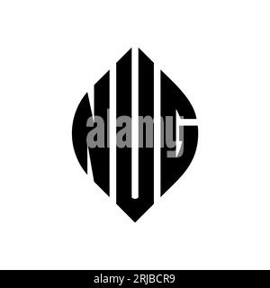 Logo de lettre cercle NUG avec forme de cercle et d'ellipse. NUG lettres elliptiques avec style typographique. Les trois initiales forment un logo circulaire. NUG ci Illustration de Vecteur