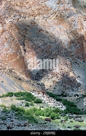 Vue du monastère de Lingshed, Ladakh, Inde Banque D'Images