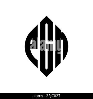 Logo de lettre cercle PGM avec forme de cercle et d'ellipse. Lettres elliptiques PGM avec style typographique. Les trois initiales forment un logo circulaire. Ci PGM Illustration de Vecteur