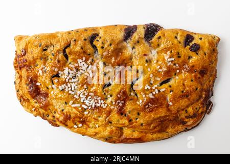 Tarte aux bleuets sur fond blanc Banque D'Images