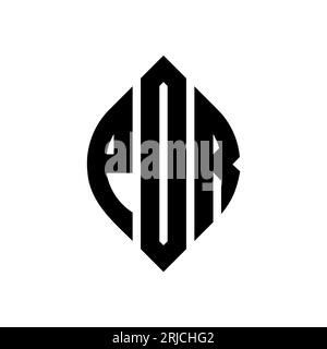 Logo PDR avec lettre circulaire avec forme de cercle et d'ellipse. Lettres elliptiques PDR avec style typographique. Les trois initiales forment un logo circulaire. Ci PDR Illustration de Vecteur