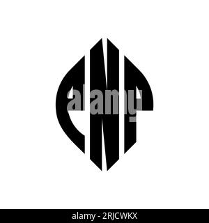 Logo de lettre circulaire PNP avec forme de cercle et d'ellipse. Lettres elliptiques PNP avec style typographique. Les trois initiales forment un logo circulaire. Ci PNP Illustration de Vecteur