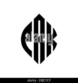 Logo de lettre cercle PRK avec forme de cercle et d'ellipse. Lettres elliptiques PRK avec style typographique. Les trois initiales forment un logo circulaire. Ci PRK Illustration de Vecteur