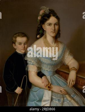 Portrait de Ludmila Zmeškalová, née Pongráczová, avec son fils Jozef vers 1875 par Peter Michal Bohúň Banque D'Images