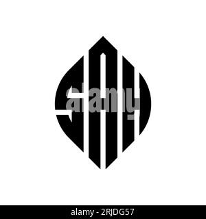 Logo de lettre cercle SAH avec forme de cercle et d'ellipse. Lettres elliptiques SAH avec style typographique. Les trois initiales forment un logo circulaire. SAH ci Illustration de Vecteur