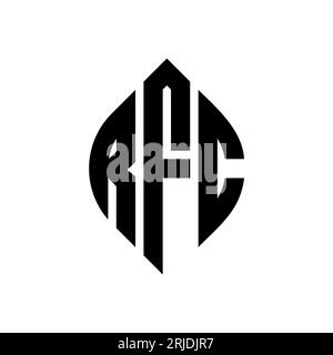 Logo de lettre circulaire RFC avec forme de cercle et d'ellipse. Lettres elliptiques RFC avec style typographique. Les trois initiales forment un logo circulaire. Ci RFC Illustration de Vecteur