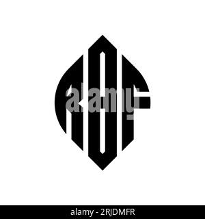 Logo de lettre circulaire RBF avec forme de cercle et d'ellipse. Lettres elliptiques RBF avec style typographique. Les trois initiales forment un logo circulaire. Ci RBF Illustration de Vecteur