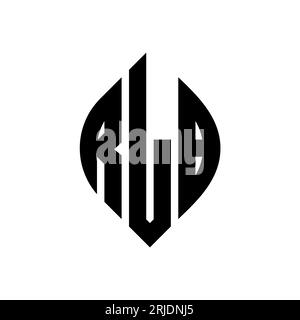 Logo de lettre circulaire RLB avec forme de cercle et d'ellipse. Lettres elliptiques RLB avec style typographique. Les trois initiales forment un logo circulaire. Ci RLB Illustration de Vecteur