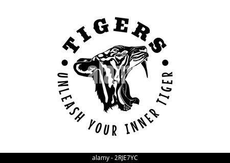 Logo de Tiger Company avec Roaring Tiger Head Vector Illustration de Vecteur